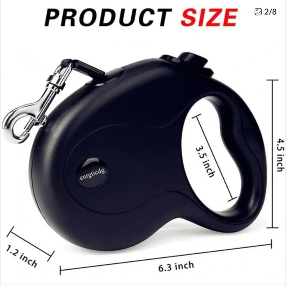 Retractable Black 16’ Dog Lease Small Medium Dogs Up to 50 lbs New